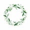 Minimalistic Vector Green Wreath Design With Delicate Flora Depictions