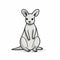 Minimalistic Vector Kangaroo Doodle On White Background