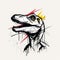 Minimalistic Velociraptor Crown Drawing In Basquiat Style