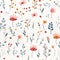 Minimalistic Watercolor Floral Pattern On White Background