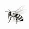 Minimalistic Whimsical Clipart Drawing Of Bee In Black And White