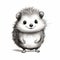 Minimalistic Whimsical Clipart Drawings Of Black And White Hedgehog