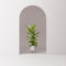 Minimalistic,white arch with plant.