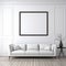 Minimalistic White Couch With Empty Frame On White Wall