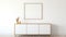 Minimalistic White And Gold Dresser With Empty 3x2 Frame