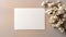 Minimalistic White Invitation Card Mockup with Delicate Flowers.Invitation Card On Minimalist Background. Generative AI