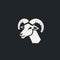 Minimalistic White Ram Logo With Angular Shapes
