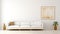 Minimalistic White Sectional Sofa With Golden Frame For Canvas