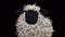 Minimalistic Yarn Painting: Whimsical Sheep On Black Background