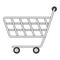 Minimarket shopping cart icon, cartoon style