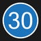 Minimum Speed Sign 30 flat icon