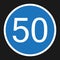 Minimum Speed Sign 50 flat icon