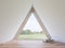 Mininal style empty triangle room interior with nature view 3d render
