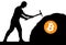 Mining bitcoin concept - miner silhouette