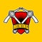 Mining emblem work. Pick sign. Extraction of minerals symbol. Vector illustration