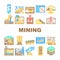 mining engineer industry icons set vector