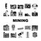 mining engineer industry icons set vector