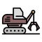 Mining excavator icon color outline vector