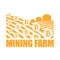 Mining Farm logo. Miners sign bitcoin. Arable land and farm lands Cryptocurrency is growing