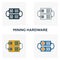 Mining Hardware icon set. Four elements in diferent styles from crypto currency icons collection. Creative mining hardware icons