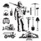 Mining Industry Vintage Icons Set