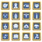 Mining minerals business icons set blue square vector