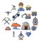 Mining minerals business icons set, cartoon style