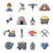 Mining minerals business icons set, cartoon style