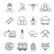 Mining minerals business icons set, outline style