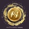 Mining Namecoin Cryptocurrency Vector. Golden Coin, Digital Stream.