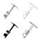 Mining pickaxe Mattock pick axe in hand set icon grey black color vector illustration image flat style solid fill outline contour