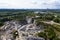 Mining plant. Marble quarry. Open-cast mine. Industrial landscape.