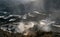 Mining plant in stone quarry in clouds of dust from production