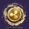 Mining Ripple Cryptocurrency Vector. Golden Coin, Digital Stream.