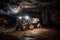 mining robot extracting valuable materials from deep underground mine