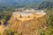 Mining stock piles at abandoned site of copper mine in Paphos forest, Cyprus