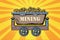 Mining trolley with cryptocurrency bitcoin