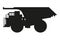 Mining truck silhouette. Heavy machinery for construction and mining