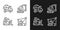 Mining vehicles pixel perfect linear icons set for dark, light mode