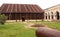 Ministry hall- dharbar hall- front view of the thanjavur maratha palace with visitors