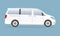 Minivan car. Side view. Family minibus vehicle. White van car. Vector illustration