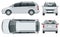 Minivan Car vector template on white background. Compact crossover, SUV, 5-door minivan car. View front, rear, side, top