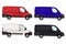 Minivan, delivery of goods. Set of minivans in different colors. Vector illustration