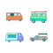 Minivan icon set, cartoon style