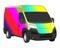 Minivan with rainbow aerography vector drawing