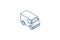minivan, transportation, car isometric icon. 3d line art technical drawing. Editable stroke vector