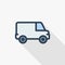 Minivan, transportation, car thin line flat color icon. Linear vector symbol. Colorful long shadow design.