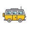 Minivan travel, family car flat line illustration, concept vector isolated icon