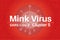 Mink coronavirus SARS-COV-2 Cluster 5 vector illustration on a red background with a virus logo