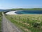 Minn beach, or Bannaminn beach, a stunning tombolo in the Shetland islands. Scotland